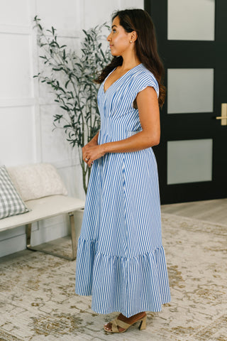 Only Chance Pleated Smock Waist Maxi Dress in Blue in - Womens photo