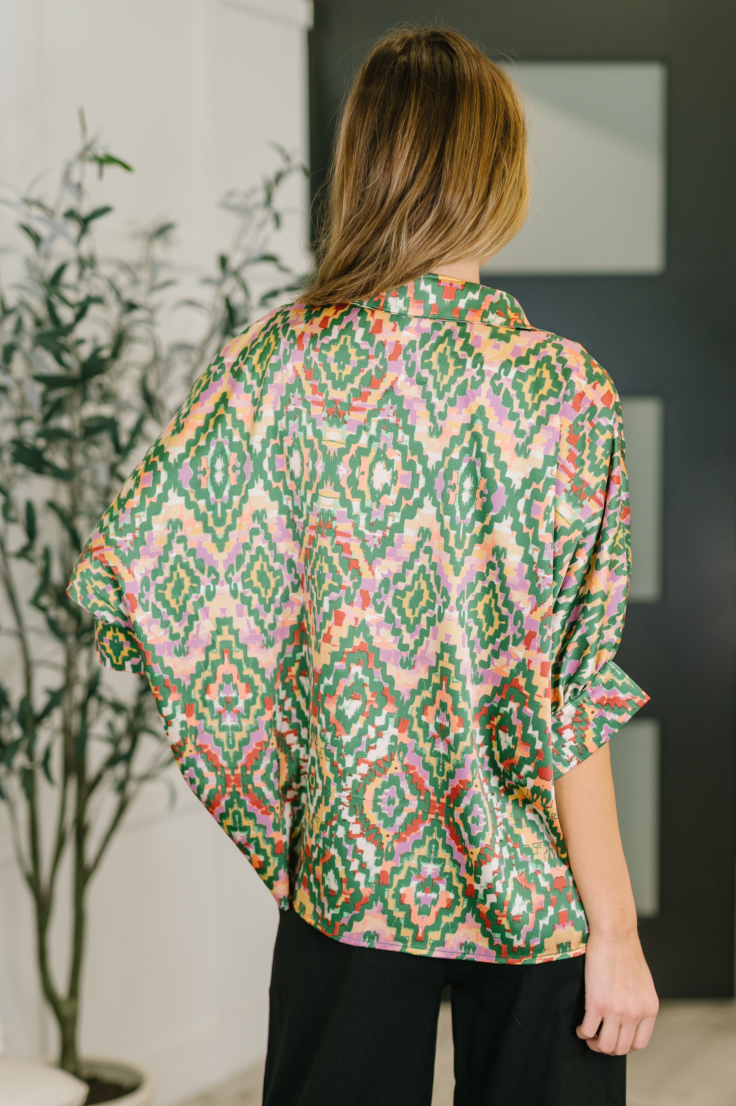 Optical Illusion Button Up Blouse in - Womens photo