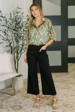 Optical Illusion Button Up Blouse in - Womens photo