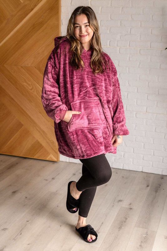 Oversized Velour Blanket Hoodie in Purple in OS - Layers photo