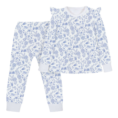 Floral Bunnies Long Pajama Set