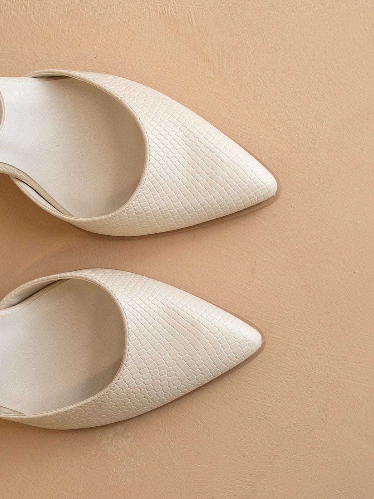 The Princess | White Pointed Toe Heel with Ankle Strap