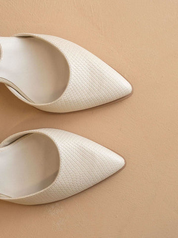 The Princess | White Pointed Toe Heel with Ankle Strap