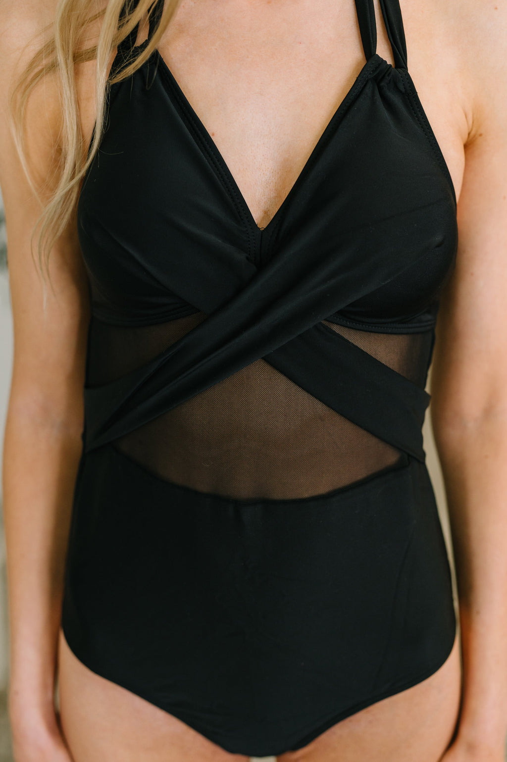 Palma Mesh Detail Halter Swimsuit in - Swimwear photo