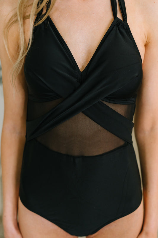 Palma Mesh Detail Halter Swimsuit in - Swimwear photo