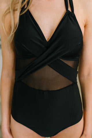 Palma Mesh Detail Halter Swimsuit in - Swimwear photo