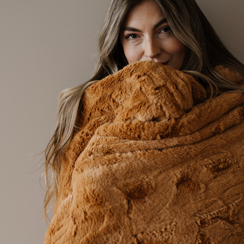 PATTERNED FAUX FUR THROW BLANKETS in Copper - Throw Blanket photo