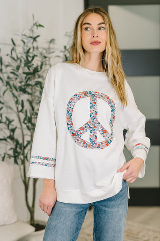 Peace, Love, and Flowers Peace Sign Top in - Womens photo