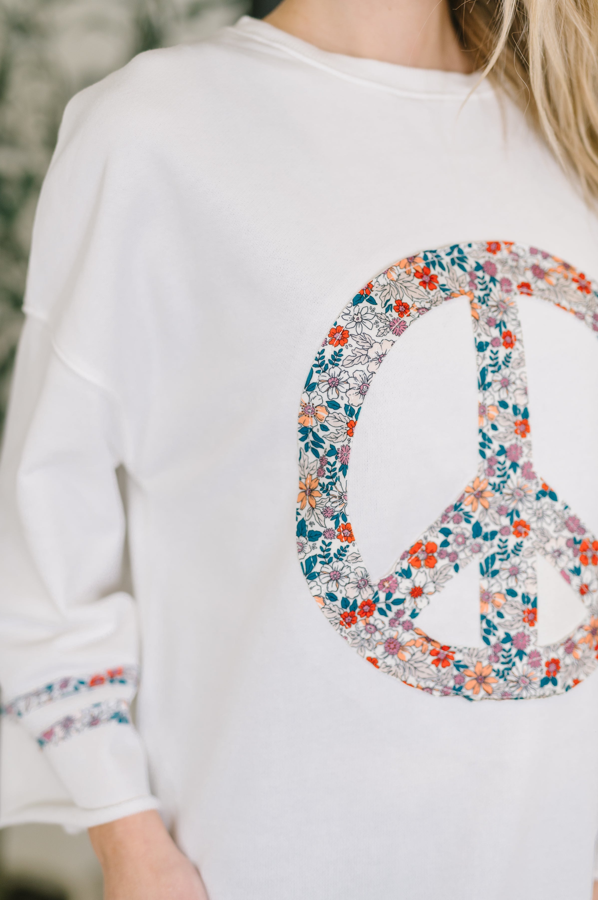 Peace, Love, and Flowers Peace Sign Top in - Womens photo