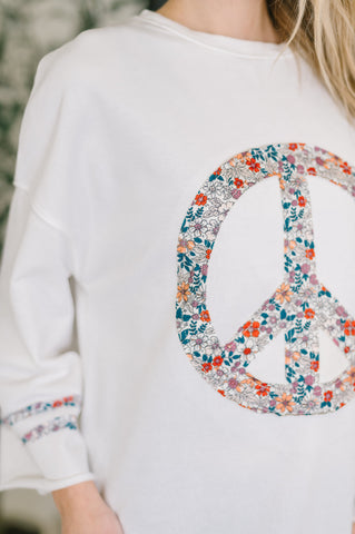 Peace, Love, and Flowers Peace Sign Top in - Womens photo