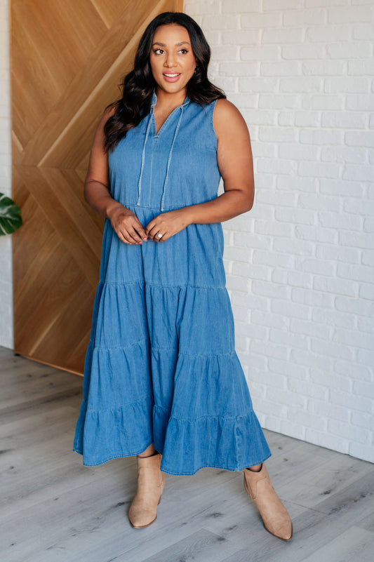 Perfect Choice Denim Maxi Dress in - Dresses photo