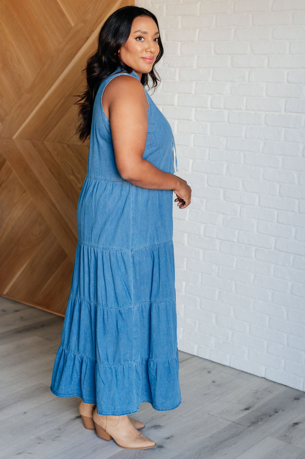 Perfect Choice Denim Maxi Dress in - Dresses photo