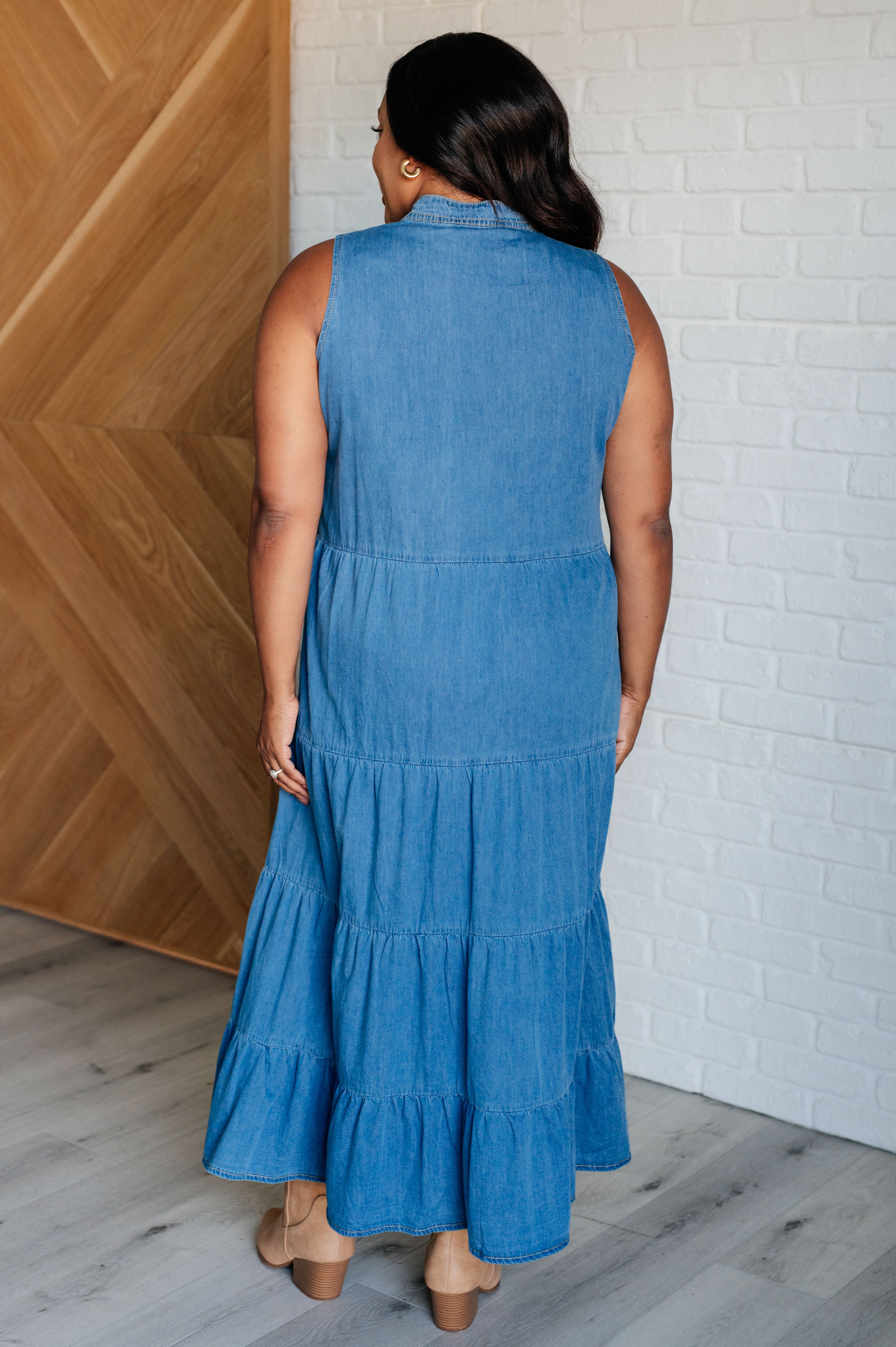 Perfect Choice Denim Maxi Dress in - Dresses photo