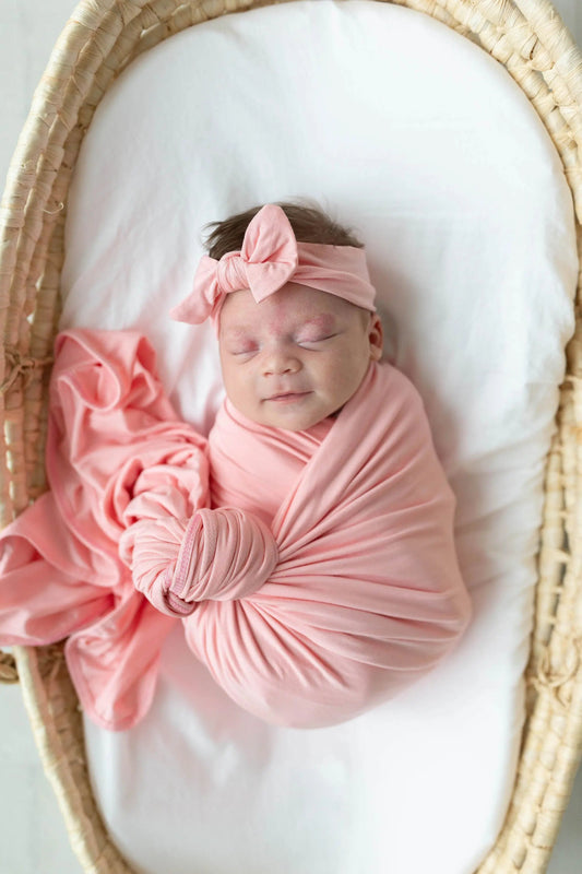 Swaddle Blanket, Hat and Headband Set - Pink in - Swaddle Blankets & Hat / Headband Sets photo