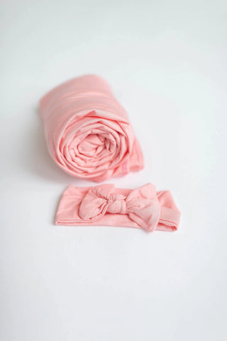 Swaddle Blanket, Hat and Headband Set - Pink in - Swaddle Blankets & Hat / Headband Sets photo