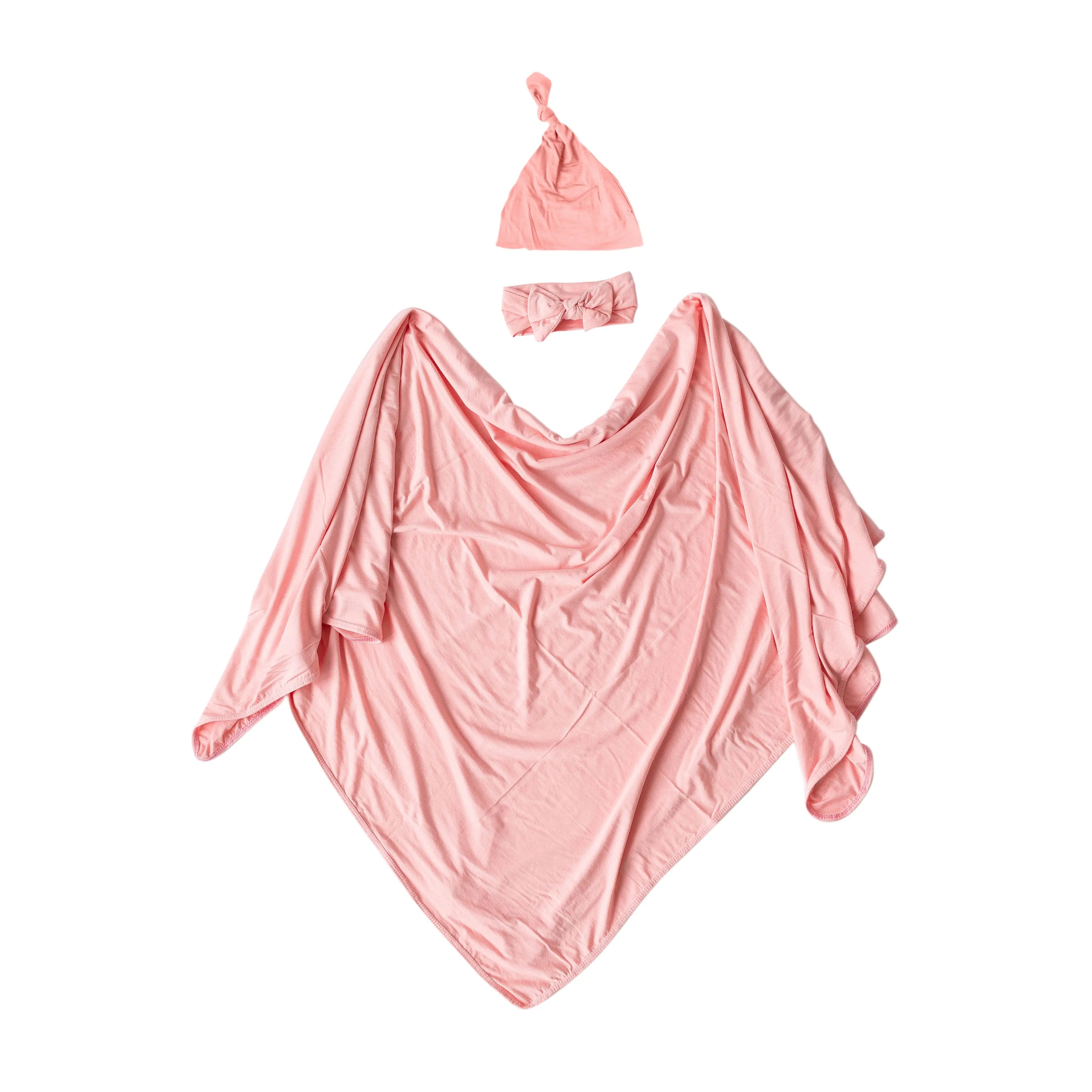 Swaddle Blanket, Hat and Headband Set - Pink in - Swaddle Blankets & Hat / Headband Sets photo