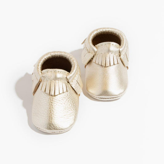 Freshly Picked Platinum Moccasin Baby Shoe in - Moccasin photo