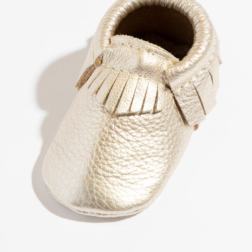 Freshly Picked Platinum Moccasin Baby Shoe in - Moccasin photo
