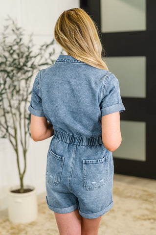 Pleasant and Relevant Denim Romper in - Womens photo