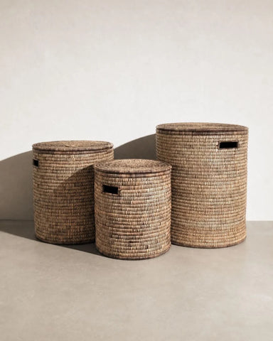 Lidded Floor Baskets | Brown | Malawi
