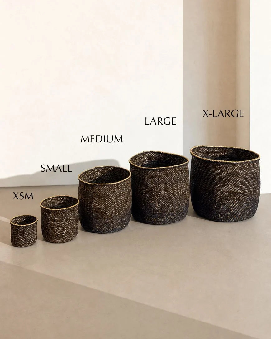 Handwoven Natural & Black Iringa Baskets | Tanzania