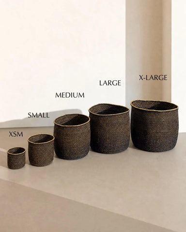 Handwoven Natural & Black Iringa Baskets | Tanzania
