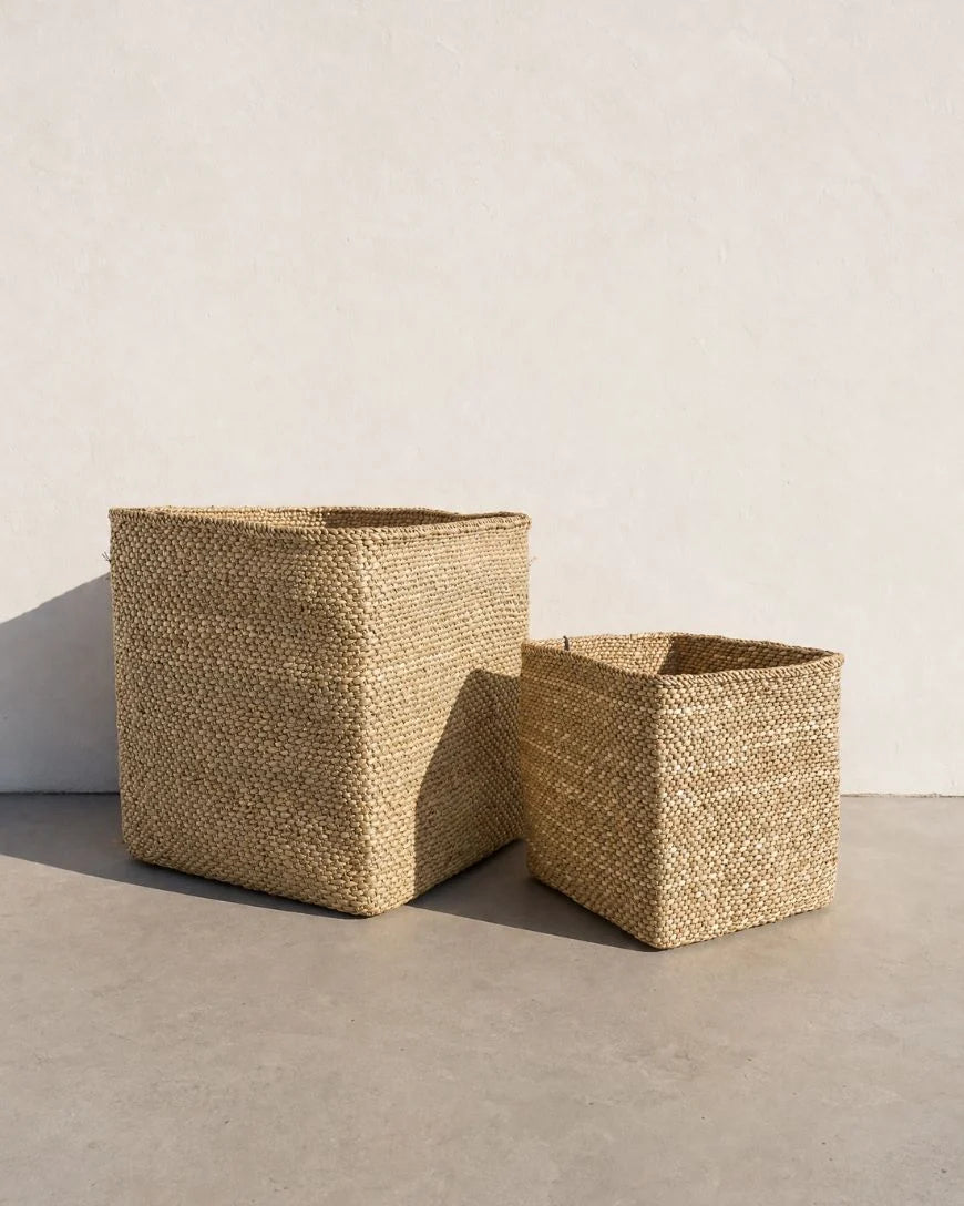 Handwoven Square Iringa Baskets | Natural | Tanzania
