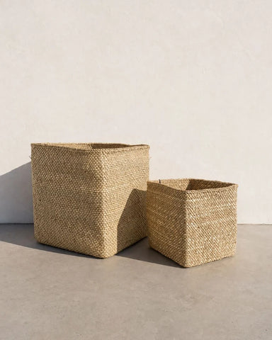 Handwoven Square Iringa Baskets | Natural | Tanzania