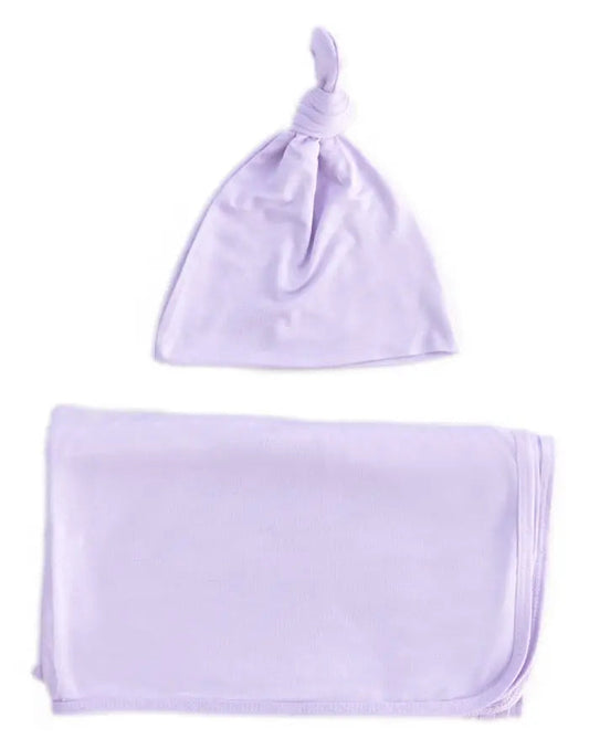 Swaddle Blanket, Hat and Headband Set - Purple in - Swaddle Blankets & Hat / Headband Sets photo