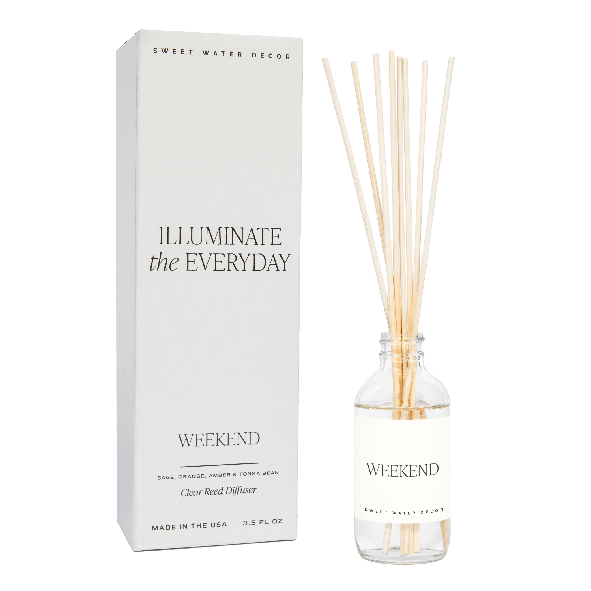 Sweet Water Decor Weekend Clear Reed Diffuser | 3.5oz Scented Oils | Handmade in USA | 4+ Month Scent in - Reed Diffusers photo