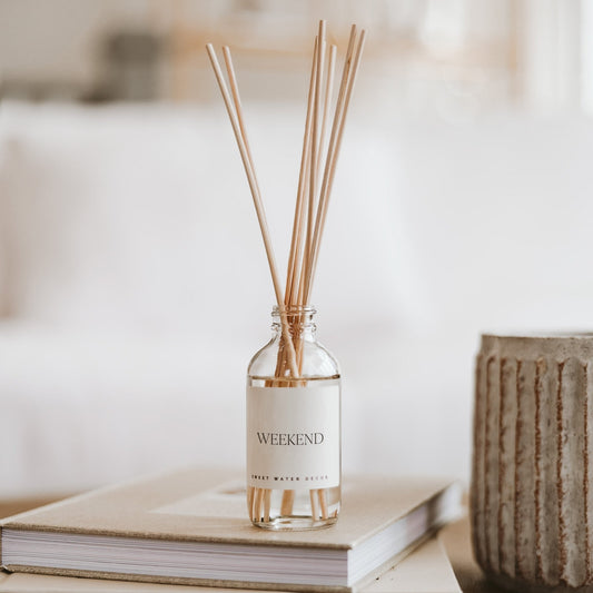 Sweet Water Decor Weekend Clear Reed Diffuser | 3.5oz Scented Oils | Handmade in USA | 4+ Month Scent in - Reed Diffusers photo