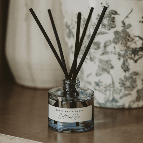 Salt and Sea Blue Tinted Glass Jar Reed Diffuser in - Reed Diffusers photo