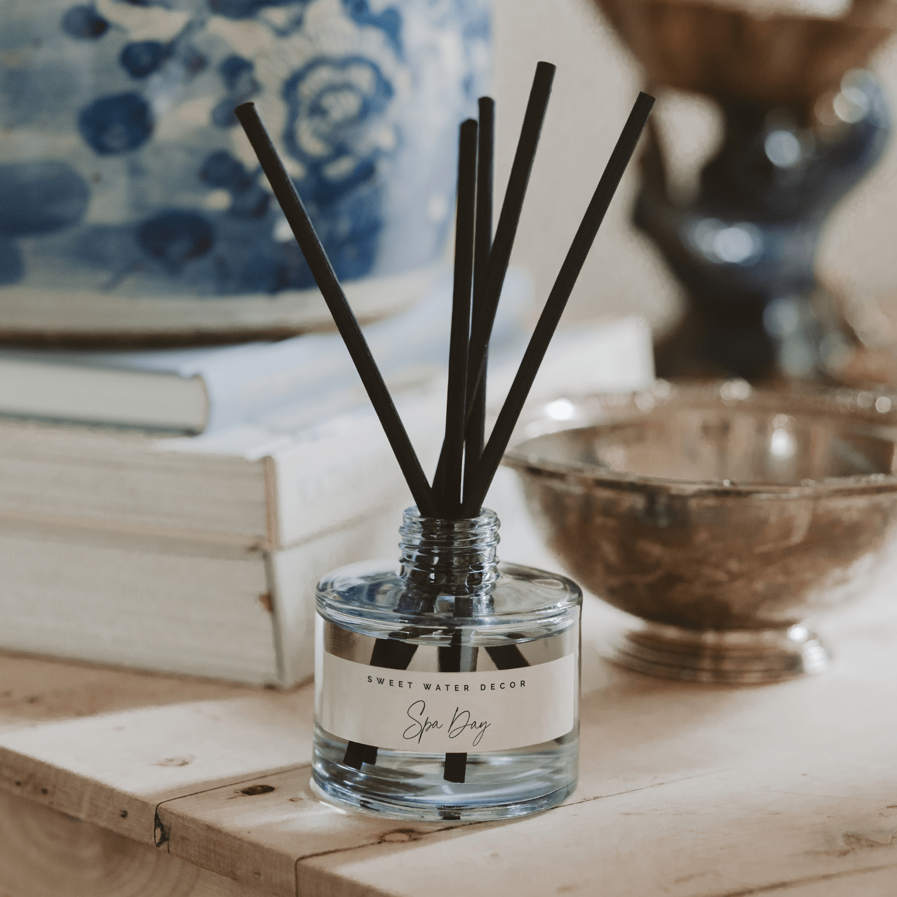 Spa Day Blue Tinted Glass Jar Reed Diffuser in - Reed Diffusers photo