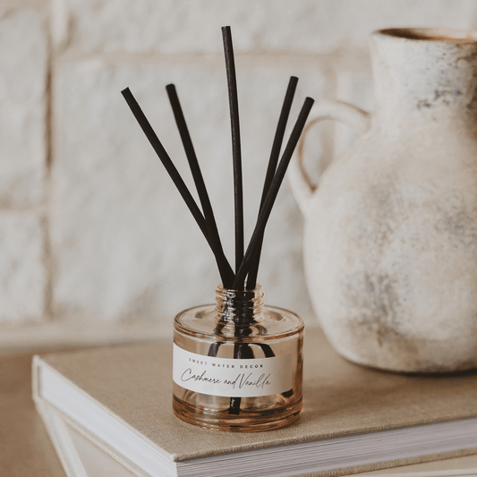 Cashmere and Vanilla Tinted Glass Jar Reed Diffuser in - Reed Diffusers photo
