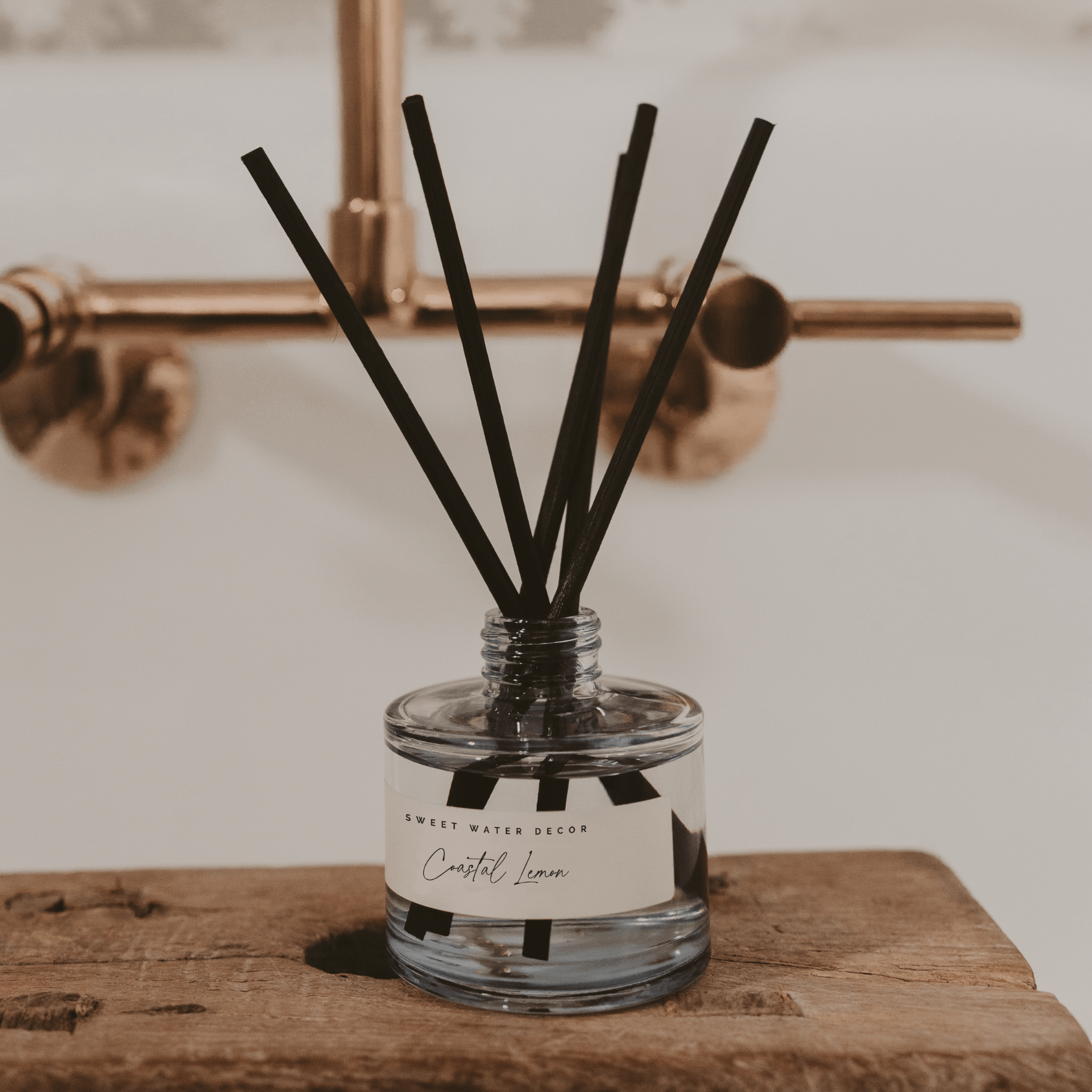 Coastal Lemon Blue Tinted Glass Jar Reed Diffuser in - Reed Diffusers photo