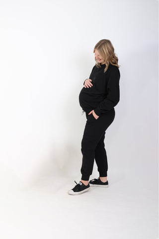 ELLE || ORGANIC COTTON MATERNITY JOGGER in Black - photo