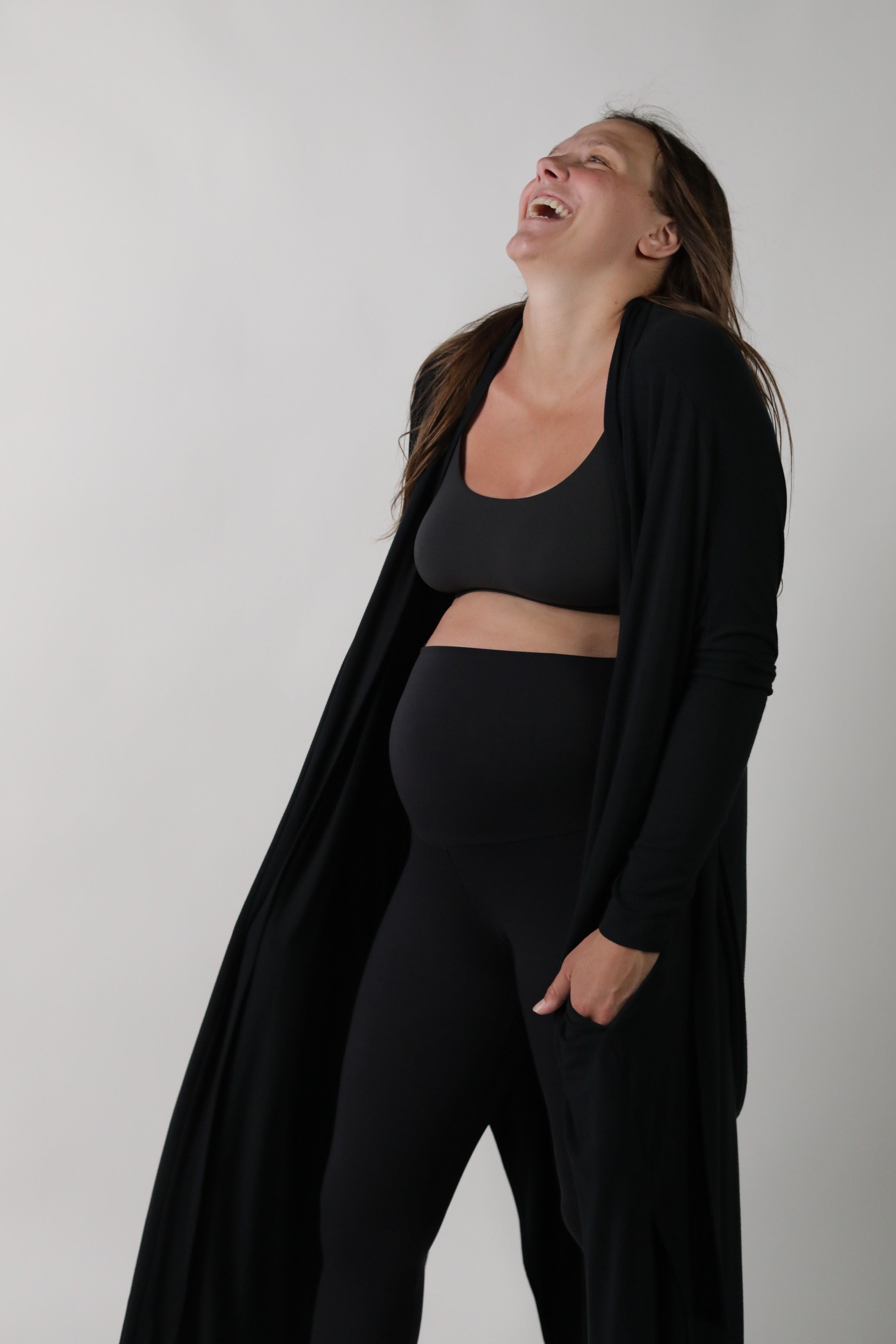 GOLDIE || LONG SLEEVE LOUNGEWEAR MATERNITY ROBE in - photo
