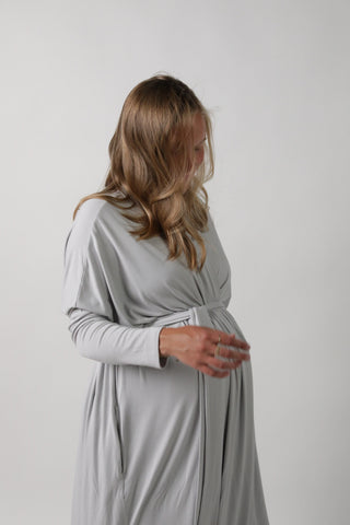 GOLDIE || LONG SLEEVE LOUNGEWEAR MATERNITY ROBE in OS Micro Chip - photo