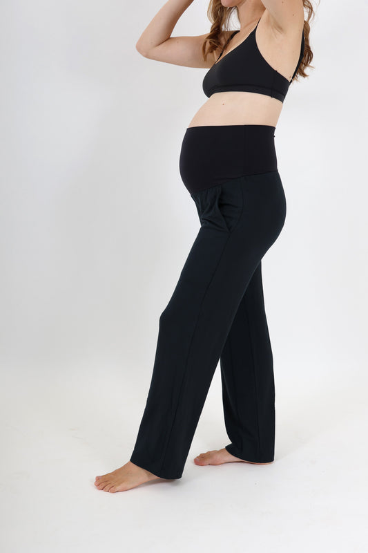 RUBY || MODAL SPANDEX MATERNITY LOUNGEWEAR PANT in Black Standard Length - photo
