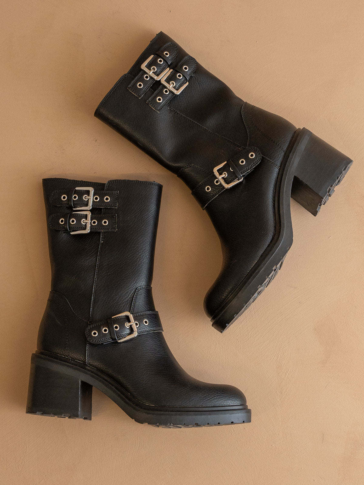 The Rider | Black Mid-Calf Moto Boot - Black
