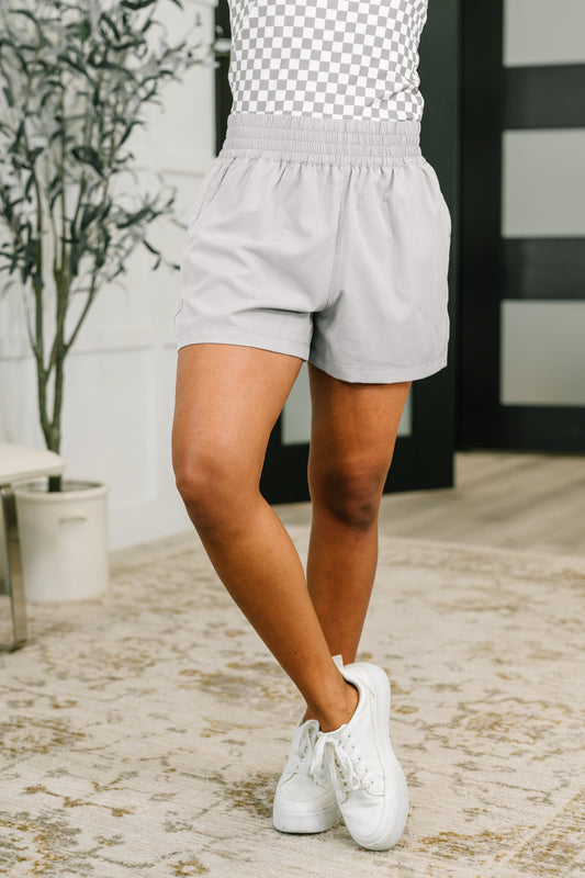 Rile Me Up High Waisted Shorts in Light Grey in - Womens photo