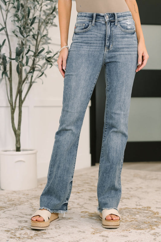 Robin High Waist Bootcut with Fray Hem in - Womens photo