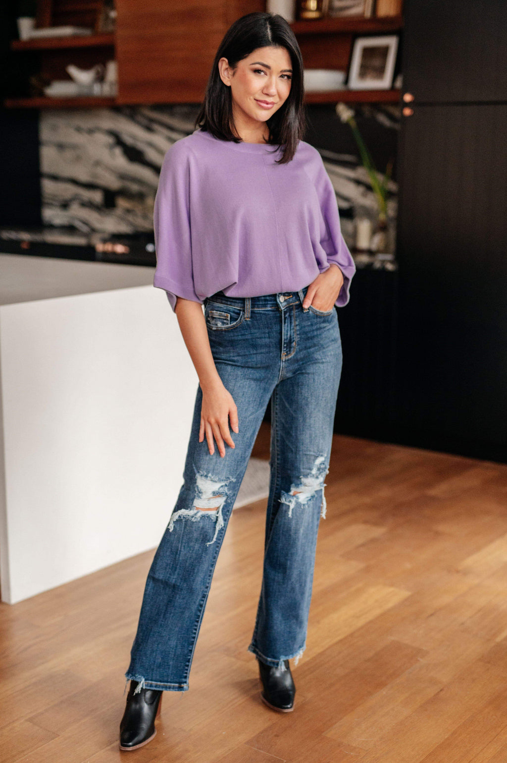 Rose High Rise 90's Straight Jeans in Dark Wash - SwagglyLife Home & Fashion