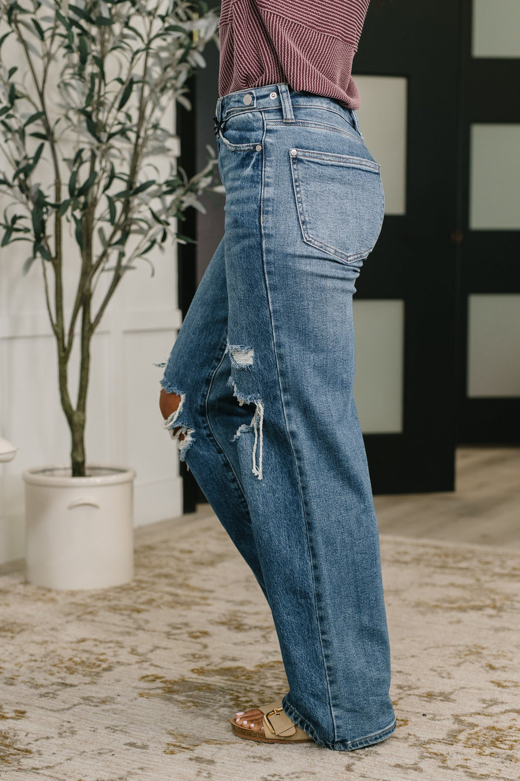 Roseanne High Waist Rigid Magic Column Straight Destricted + Adjustable WS Tabs in - Womens photo