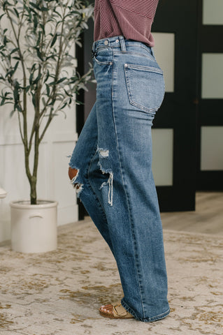 Roseanne High Waist Rigid Magic Column Straight Destricted + Adjustable WS Tabs in - Womens photo