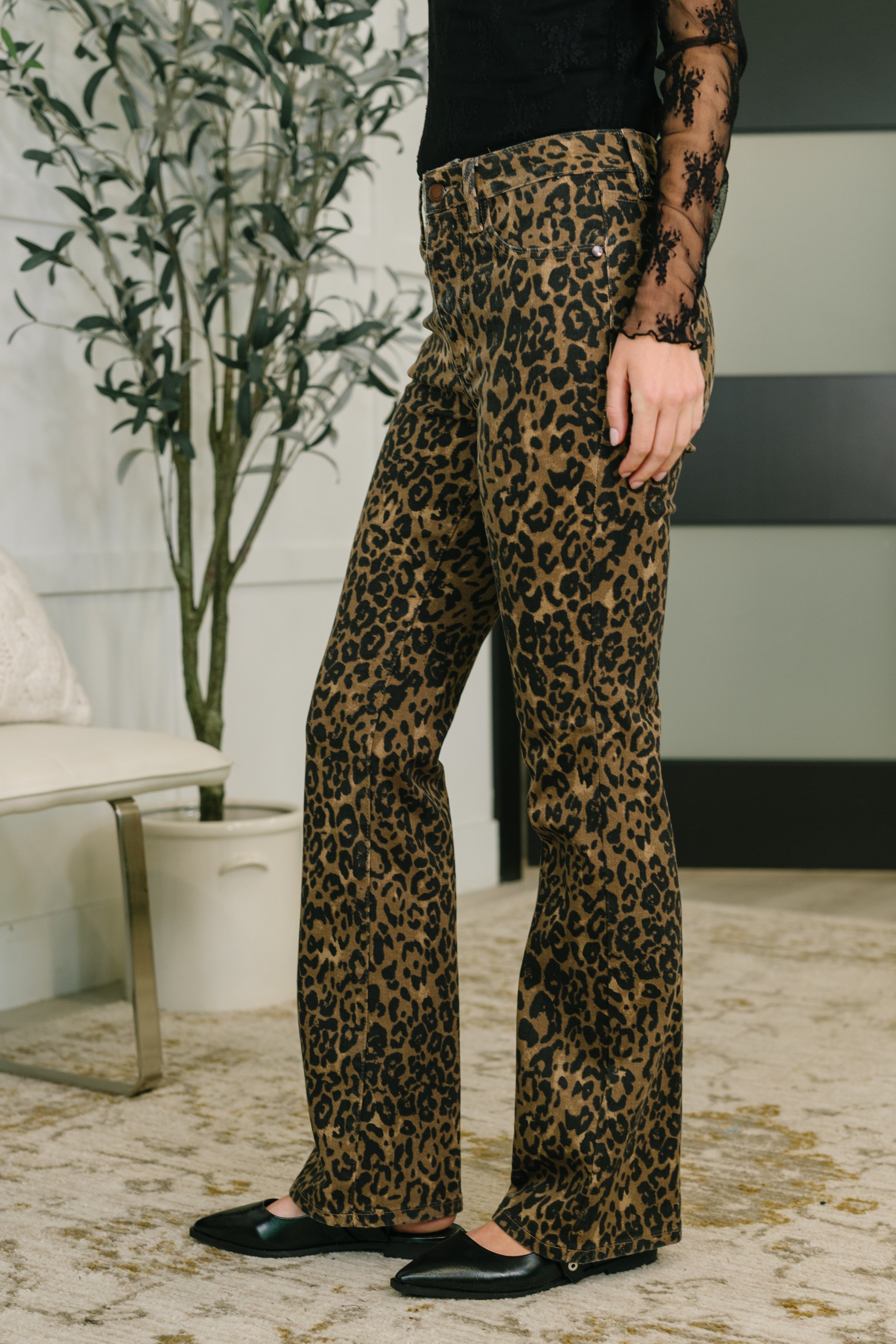 Roxy High Waist Bootcut Leopard Print in - Womens photo
