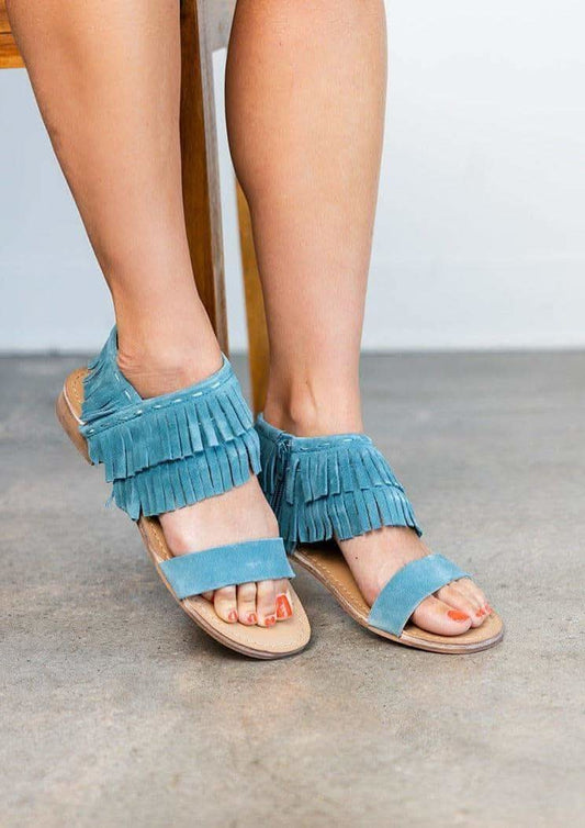 Fringe Star Sandal in Teal in - Shoes photo