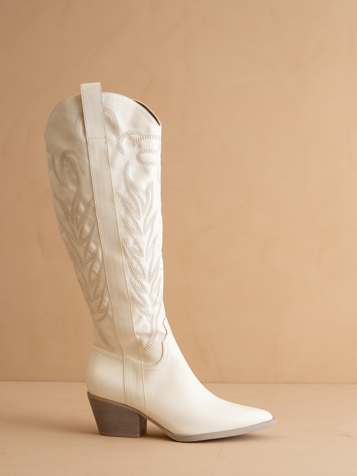 The Samara | White Knee High Cowgirl Boot in 8.5 White - BOOTS & BOOTIES photo