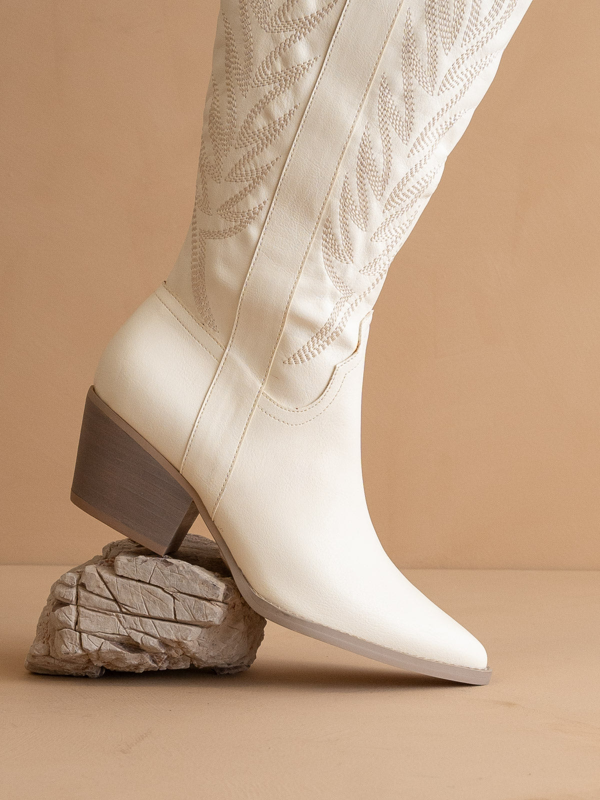 The Samara | White Knee High Cowgirl Boot in - BOOTS & BOOTIES photo