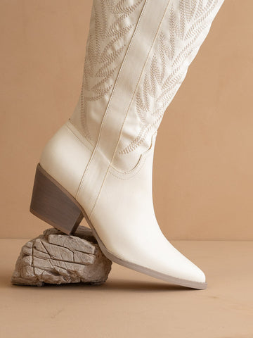 The Samara | White Knee High Cowgirl Boot in - BOOTS & BOOTIES photo